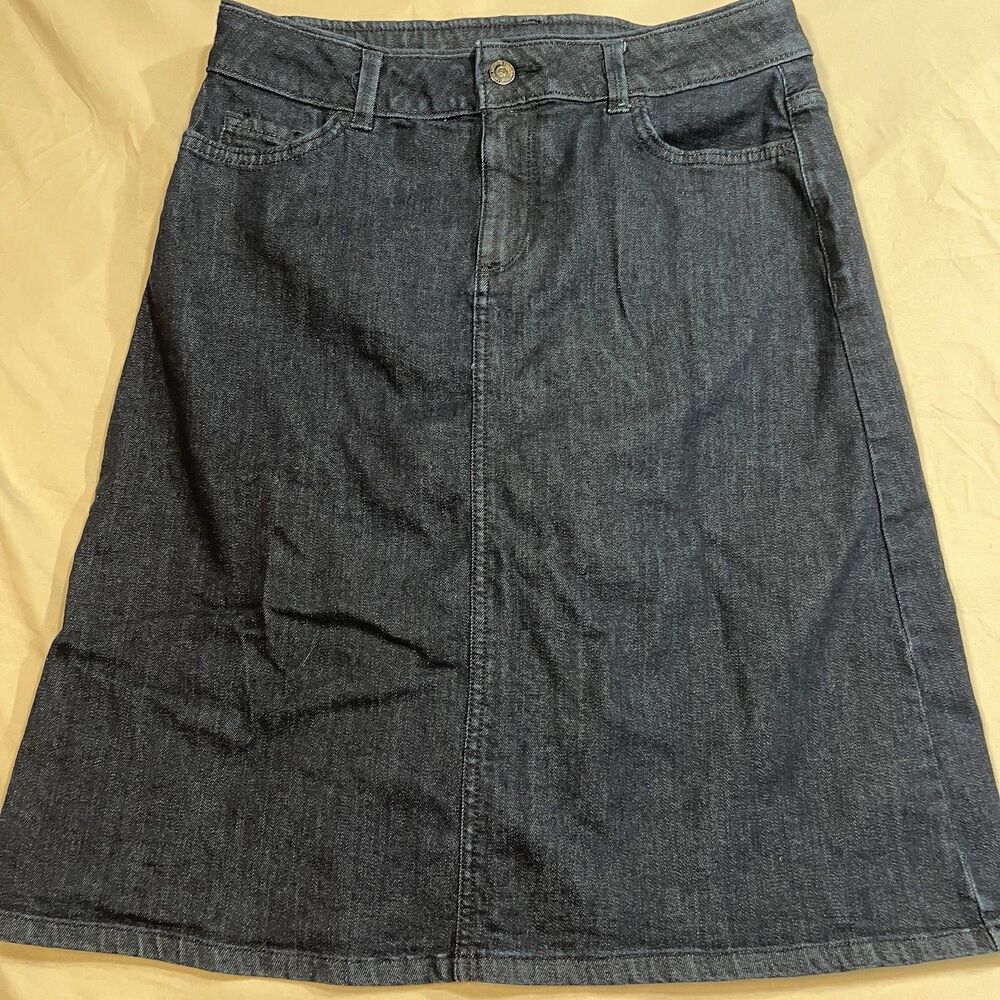 Liz Claiborne Dark Wash Denim Midi Skirt Women’s 4 A-Line